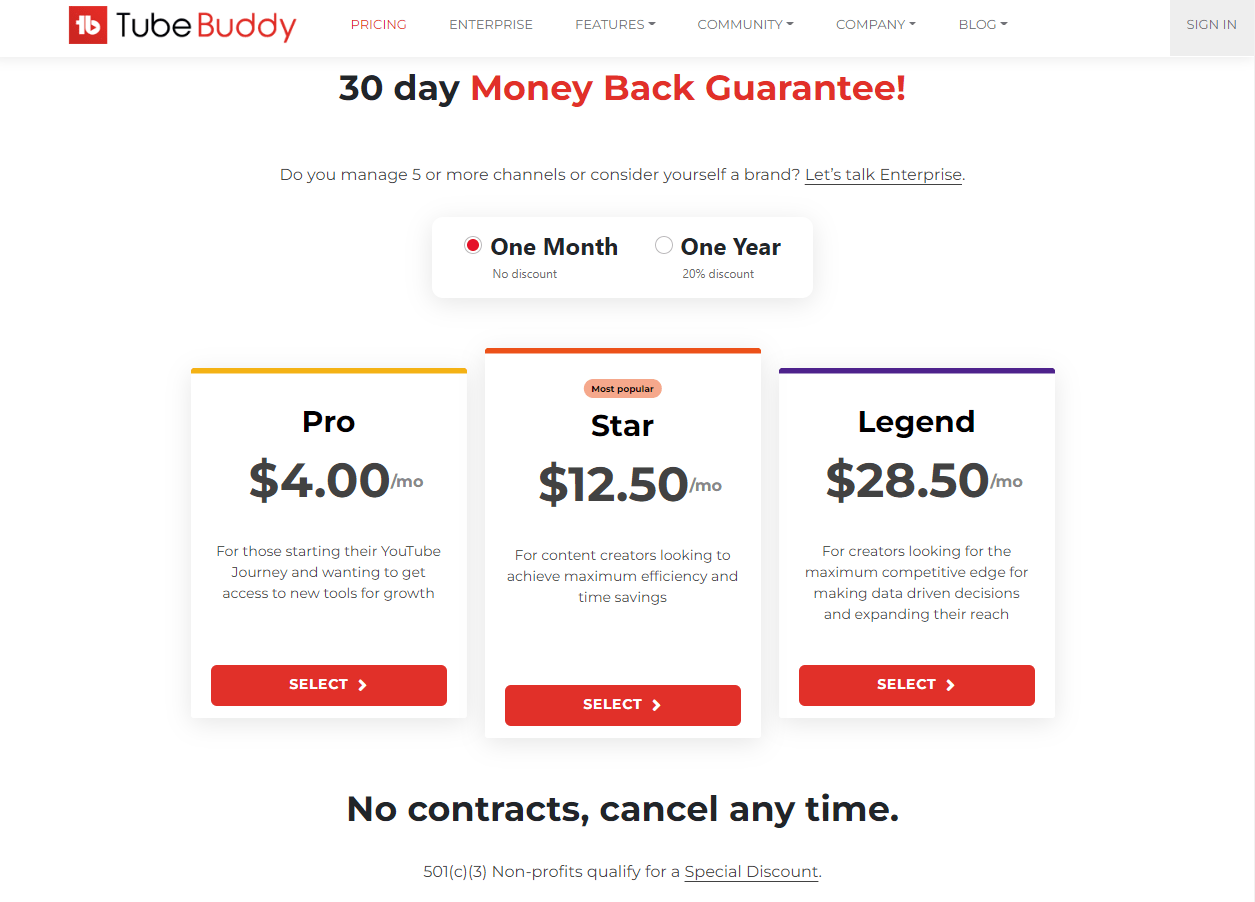new pricing tubebuddy